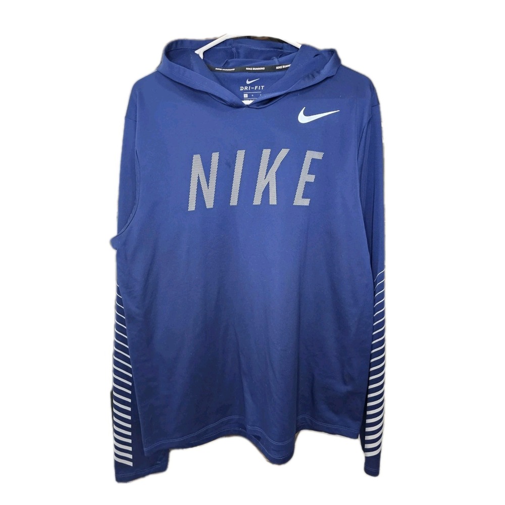 Nike Dri-FIT Running Hoodie Men's Large Blue‎ Long Sleeve Pullover AQ4849-429